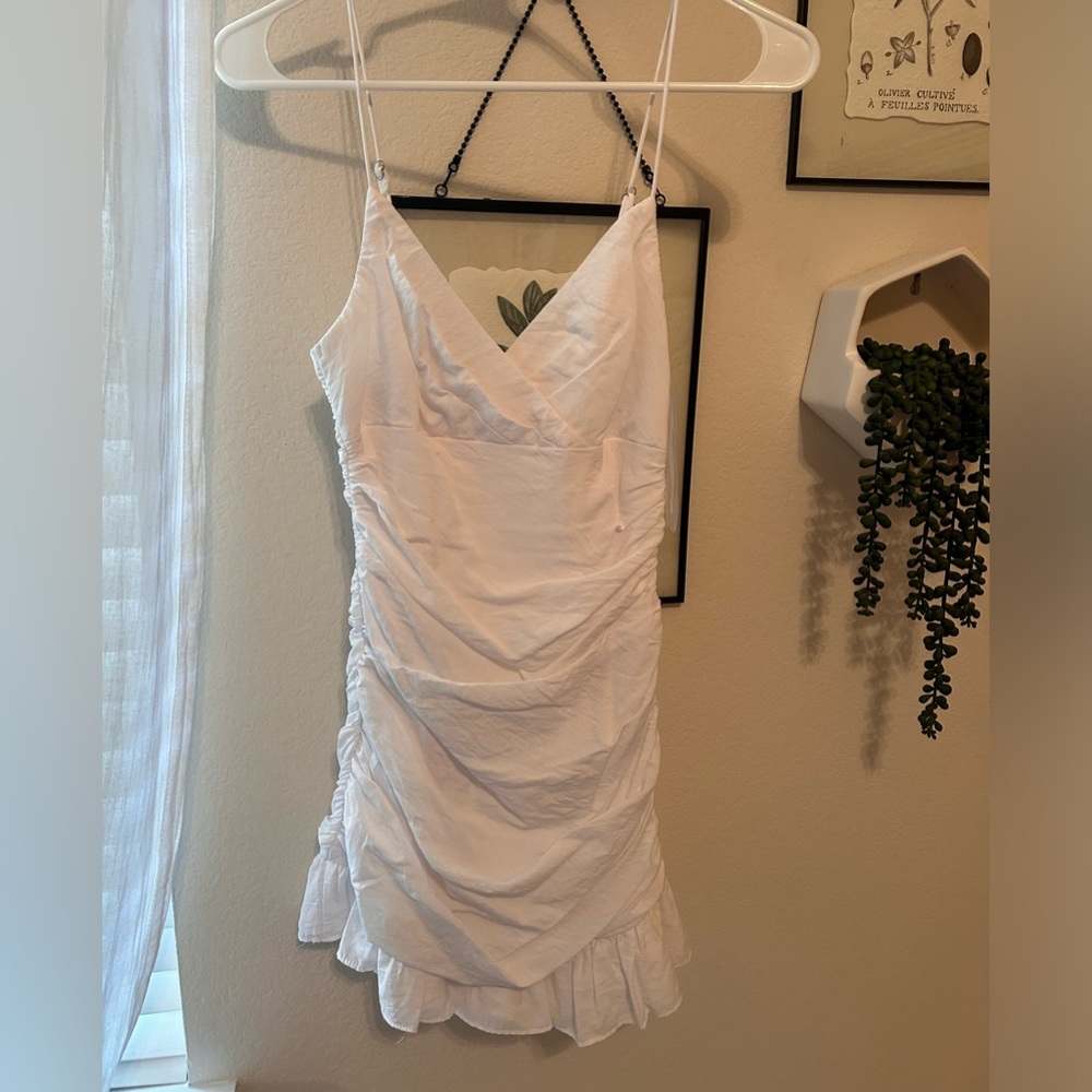 American threads white ruffled dress